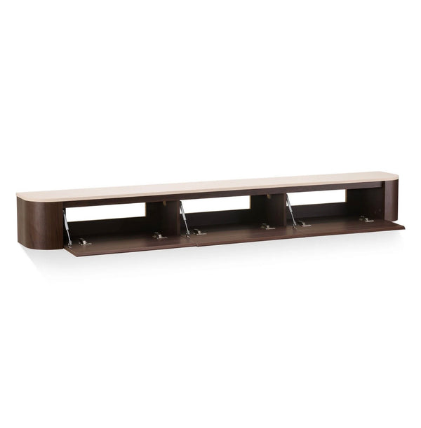 Japandi TV meubel Walnoot Travertine